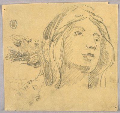 Sketches of Three Heads by Francis Augustus Lathrop