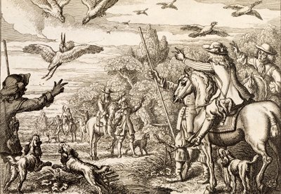 Heron Hawking, engraved by Wenceslaus Hollar, 1671 by Francis Barlow