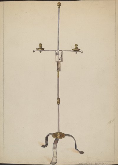 Iron and Brass Candlestand by Francis Borelli