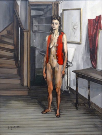 Female Nude in a Red Cardigan by Francis Job Gruber