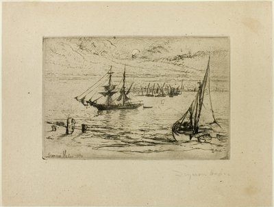 A Brig at Anchor by Francis Seymour Haden