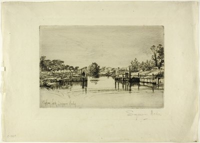 Egham Lock by Francis Seymour Haden