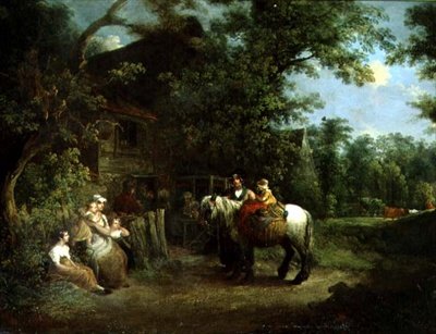 Country Folk Outside a Rustic Tavern by Francis Wheatley