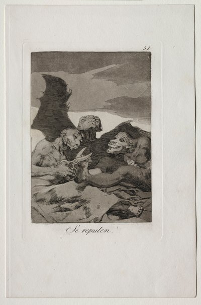 Caprichos: They Spruce Themselves Up by Francisco de Goya
