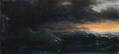 Sunset on stormy sea by Francois Barry