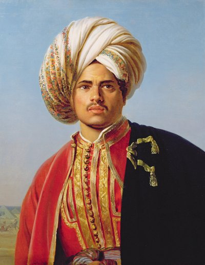 Ottoman turbanned warrior by Francois Henri Alexandre La Fond