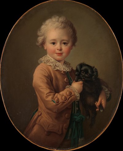 Boy with a Black Spaniel by Francois Hubert Drouais