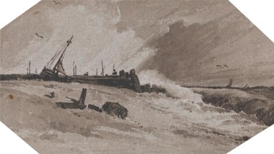 Jetty in a Storm by Francois Louis Thomas Francia