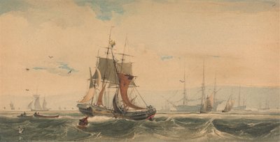 Shipping on the Medway, Kent by Francois Louis Thomas Francia