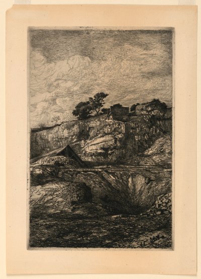 A Rocky Landscape by Francois Nicolas Chifflart