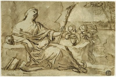 Magdalene in the Wilderness with Two Putti by Francois Perrier