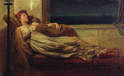 Classical Lady Reclining on a Chaise Longue by Frank Hobden