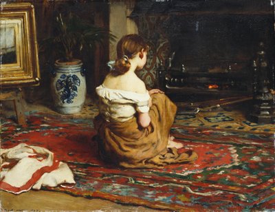By the Fireside, 1878 by Frank Holl