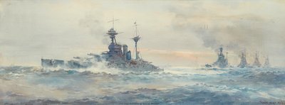 H.M.S. Queen Elizabeth Battle Squadron by Frank Watson Wood