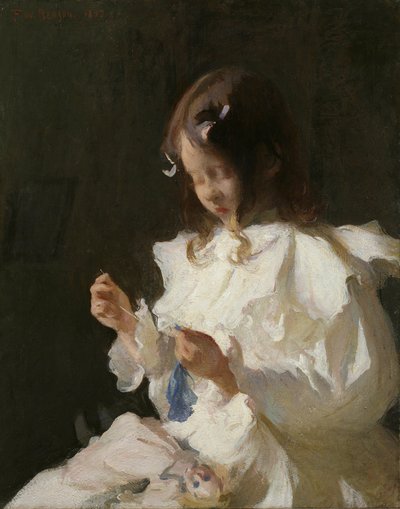 Portrait of a Child Sewing by Frank Weston Benson
