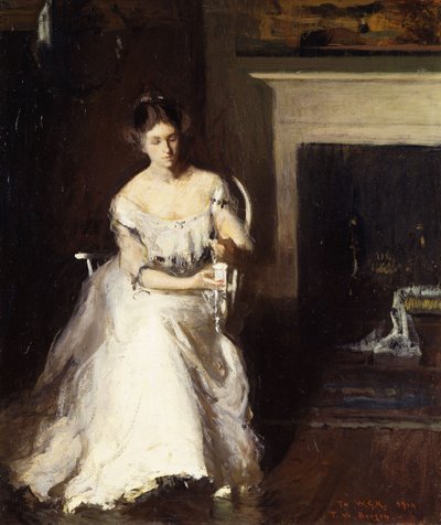 Woman Admiring Lace by Frank Weston Benson