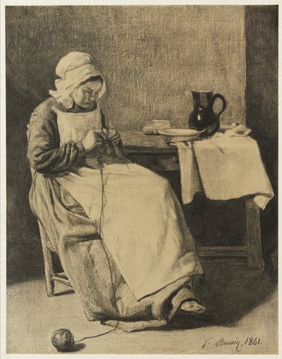 Servant Knitting by François Bonvin
