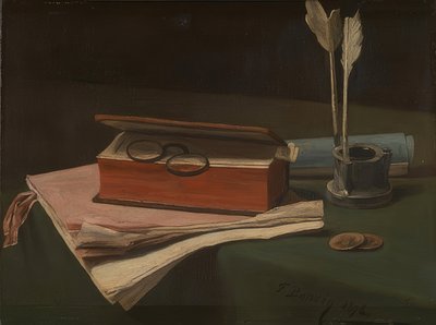 Still Life with Book, Papers and Inkwell by François Bonvin