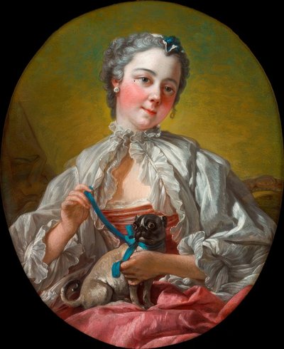 Young Woman with Pug by François Boucher