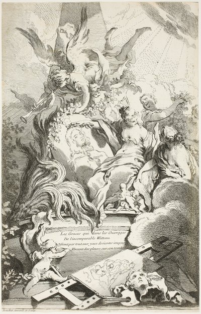 The Graces on the Tomb of Watteau by François Boucher