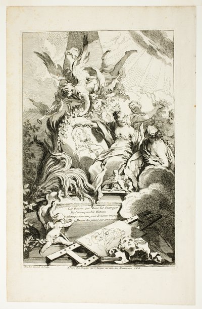 The Graces on the Tomb of Watteau by François Boucher