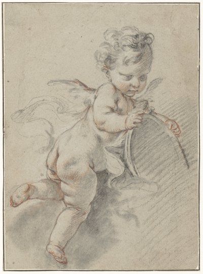 Floating Putto with a Toilet Mirror by François Boucher