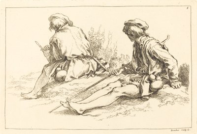 Seated Shepherd Boys by François Boucher after Abraham Bloemaert