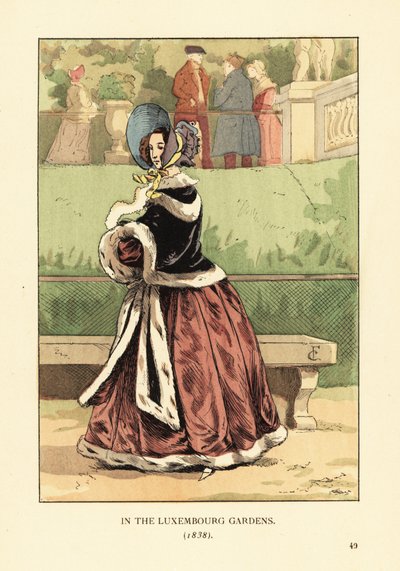Fashionable woman in the Luxembourg Gardens by François Courboin