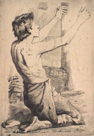 A Kneeling, Pleading Boy by Frans Schwartz