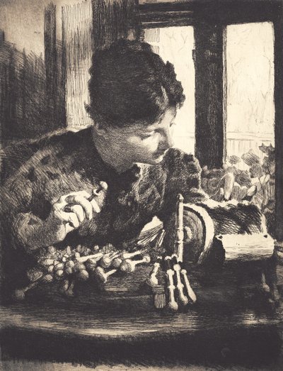 Lace maker by the window by Frans Schwartz
