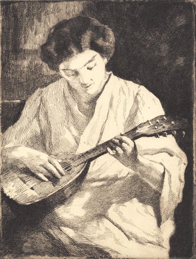 Lady Playing the Mandolin by Frans Schwartz