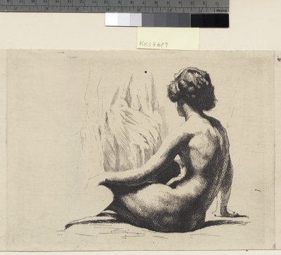 Nude Female Model Sitting on the Floor by Frans Schwartz