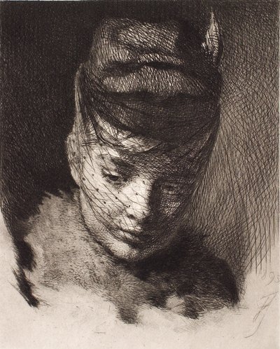 Young Girl with Cap and Veil by Frans Schwartz