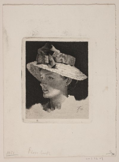 Young Girl with Straw Hat, Profile to the Left by Frans Schwartz