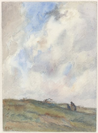 Dune Landscape in a Storm with Two Figures by Frans Alexander Evert Lodewijk Smissaert