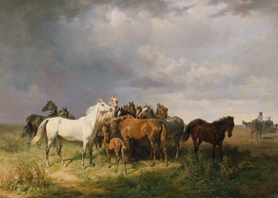 Horses on the Puszta by Franz Adam