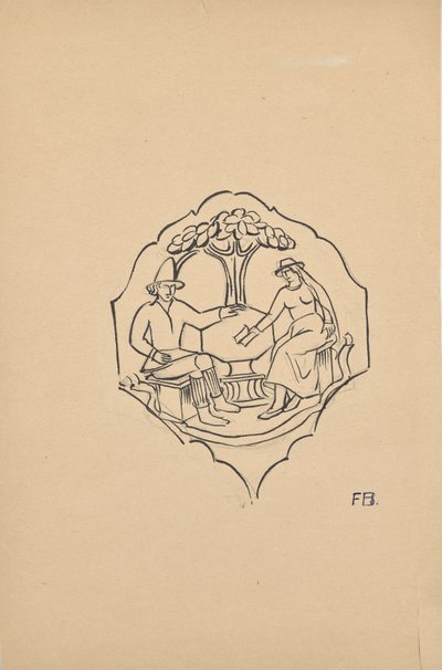 Peasant Couple (Filling of a Furniture Piece?) by Franz Barwig d. Ä.
