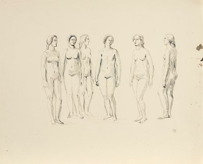 Six Female Nudes by Franz Barwig d. Ä.