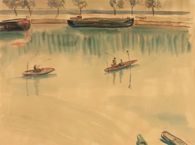 Ships on the Seine near Paris by Franz Blum