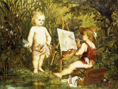 Frolicking Putti by Franz Eybl