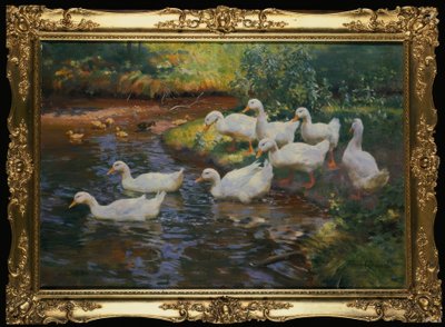 Duck Family (Ducks with Ducklings by the Stream) by Franz Grassel