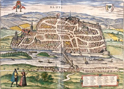 Plan of Blois, France by Franz Hogenberg