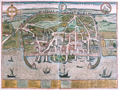 Visby, Gotland Isle, Sweden (engraving) by Franz Hogenberg