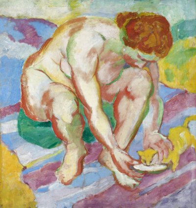 Nude with Cat by Franz Marc