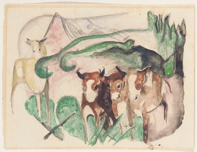 Animals in a Landscape by Franz Marc