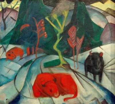 Bison in Winter (Red Bison) by Franz Marc