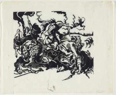 Lion Hunt after Delacroix by Franz Marc