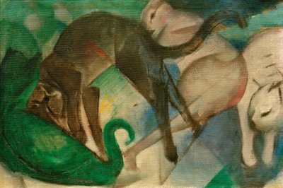 Playing Cats (Cat Picture) by Franz Marc
