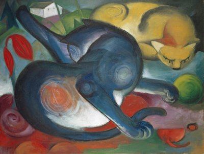 Two Cats, Blue and Yellow by Franz Marc
