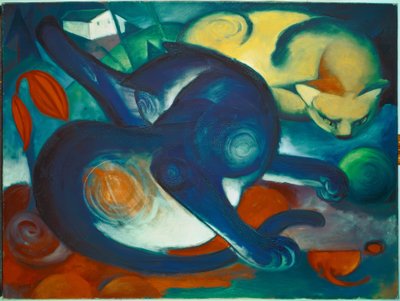 Two Cats, Blue and Yellow by Franz Marc